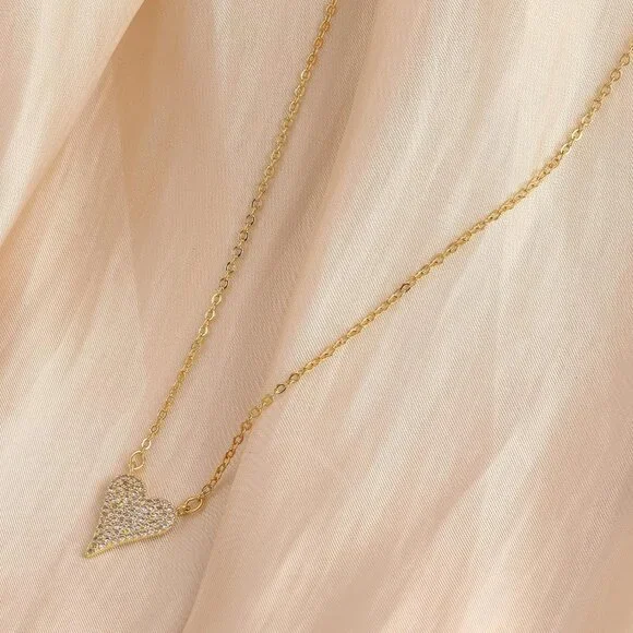 Gold Pendant Necklace for Women, Dainty Diamond Necklaces for Women Simple 14K G - Picture 4 of 6